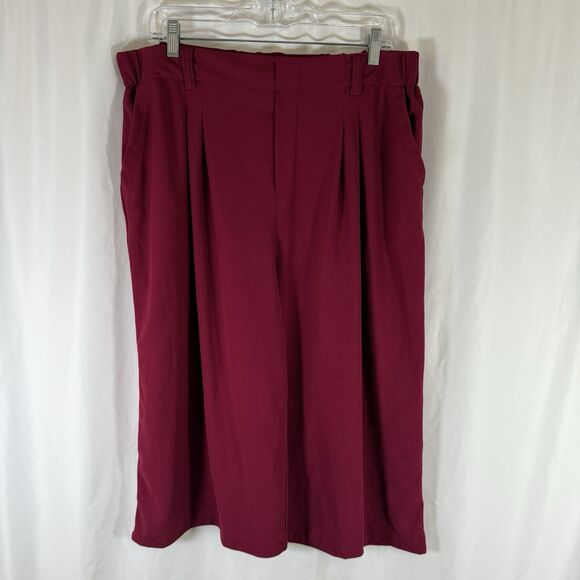 Halara Wide Leg Capri Women's XL Tall Purple Red Pull On Pleated Pockets - Picture 1 of 10
